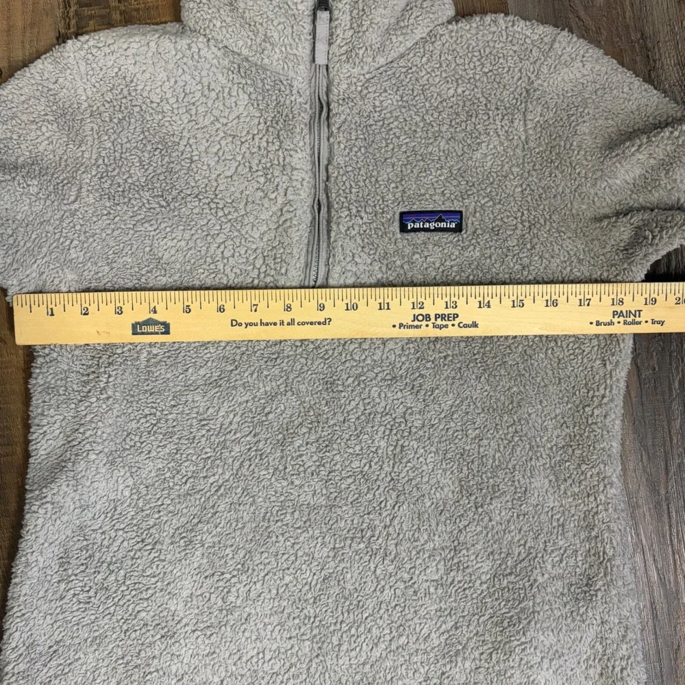 Patagonia Los Gatos 1/4 Zip Sherpa Fleece Pullover Grey/Beige Womens Small
